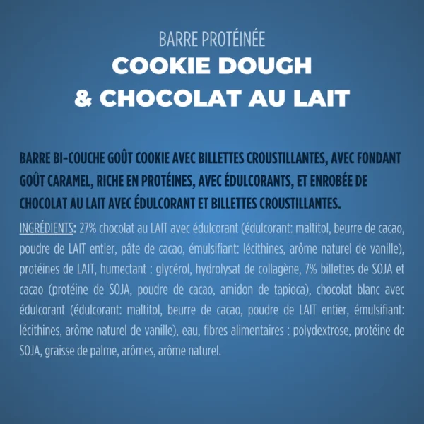 Barre protéinée Cookie Dough la meilleur est disponnible au meilleur prix chez gold nutrition maroc