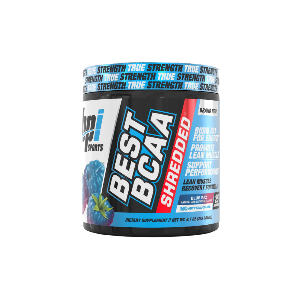 Best BCAA Shredded™ 275g | BPI Sports Best BCAA Shredded™ 275g | BPI Sports est un complément alimentaire 2-en-1 conçu pour les sportifs souhaitant préserver leur masse musculaire tout en favorisant la perte de graisse. Sa formule avancée associe des BCAA (L-Leucine, L-Isoleucine et L-Valine) à des ingrédients spécialement sélectionnés pour soutenir la combustion des graisses, améliorer l'énergie et optimiser la récupération après l'entraînement. Idéal durant les périodes de sèche ou de définition musculaire, Best BCAA Shredded™ aide à réduire le catabolisme musculaire, stimule les performances et favorise une récupération plus rapide. Sa poudre se mélange facilement et offre un goût rafraîchissant, parfait avant, pendant ou après l'entraînement. Que vous pratiquiez la musculation, le fitness, le CrossFit ou tout autre sport intensif, Best BCAA Shredded™ 275g de BPI Sports est un allié de choix pour atteindre vos objectifs de composition corporelle. Points forts : BCAA pour soutenir le maintien de la masse musculaire. Aide à la récupération après l'effort. Formule enrichie en ingrédients favorisant la combustion des graisses. Contribue à améliorer les performances et l'endurance. Faible en sucres et facile à mélanger. Idéal en période de sèche et de définition musculaire. Commandez Best BCAA Shredded™ 275g | BPI Sports au meilleur prix au Maroc sur GoldNutrition.ma et profitez d'un complément de qualité pour développer votre masse musculaire tout en optimisant votre sèche.
