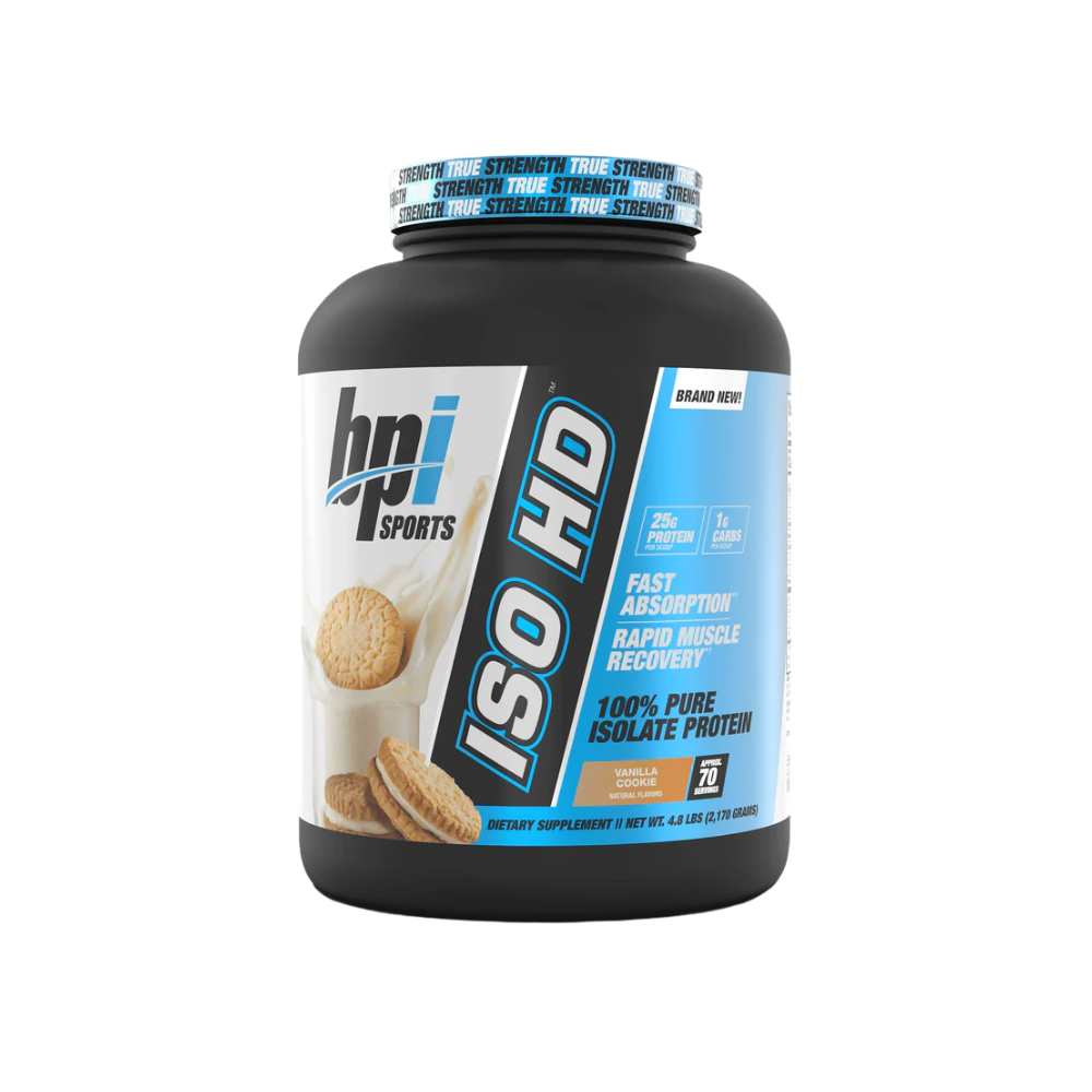 Description SEO – ISO HD™ - Isolate Protein 2.17kg (70 Servings) | BPI Sports ISO HD™ - Isolate Protein 2.17kg (70 Servings) | BPI Sports est une protéine isolate de haute qualité, spécialement conçue pour les sportifs souhaitant développer leur masse musculaire sèche, améliorer leur récupération et optimiser leurs performances. Grâce à sa formule riche en protéines à absorption rapide, ISO HD™ favorise la reconstruction musculaire après chaque entraînement tout en limitant les sucres et les graisses. Chaque portion fournit une dose élevée de protéines de lactosérum isolate, idéale pour soutenir la croissance musculaire, préserver la masse maigre pendant une sèche et accélérer la récupération. Sa texture onctueuse et ses saveurs gourmandes en font un choix parfait pour une consommation quotidienne. Pour maximiser vos résultats, associez ISO HD™ BPI Sports à une créatine afin d'améliorer votre force, votre endurance et vos performances. Retrouvez votre créatine au meilleur prix au Maroc ainsi que les meilleurs compléments alimentaires sur GoldNutrition.ma. Points forts Protéine Isolate de haute qualité Favorise la prise de masse musculaire sèche Récupération musculaire rapide Faible en sucres et en graisses Excellente digestibilité 70 portions par pot Texture crémeuse et goût délicieux Idéale après l'entraînement ou en collation ISO HD BPI Sports, Isolate Protein Maroc, Whey Isolate Maroc, Protéine Isolate 2.17kg, Protéine BPI Sports, Whey Isolate au Maroc, Complément alimentaire sportif, Créatine au meilleur prix Maroc, Prise de masse sèche, Protéine récupération musculaire.